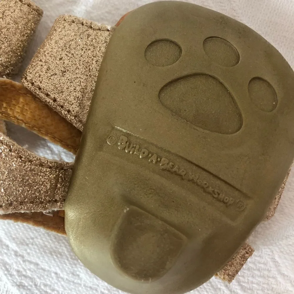 5/$15 SALE BUILD-A-BEAR WORKSHOP Gold Glitter Heeled Sandals Dress Up